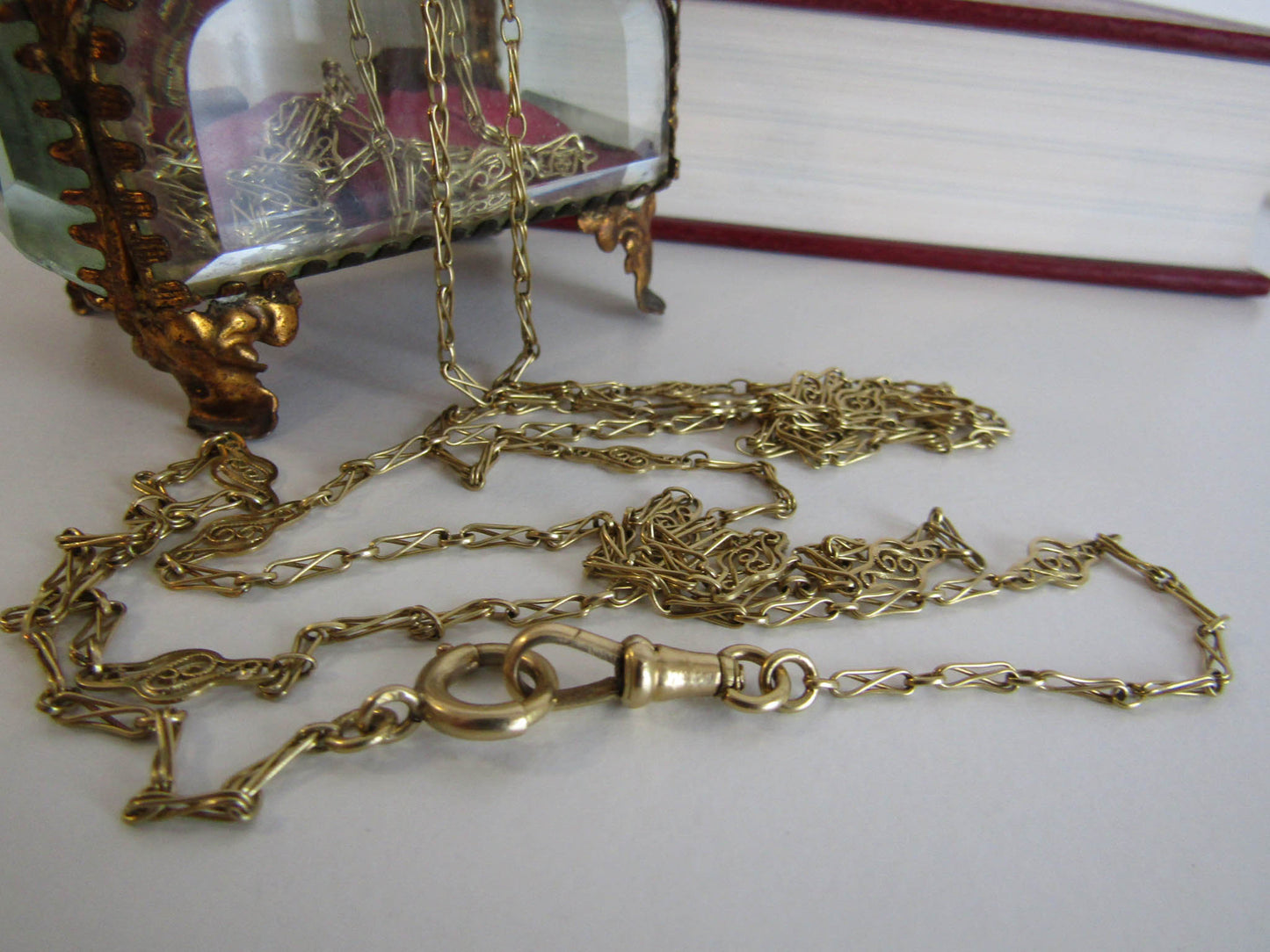 60" 18K Solid Gold French Victorian Long Guard Chain, Antique French Muff Chain c. 1890 (18.4 g)