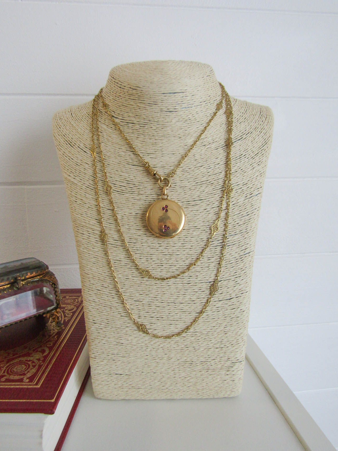 60" 18K Solid Gold French Victorian Long Guard Chain, Antique French Muff Chain c. 1890 (18.4 g)