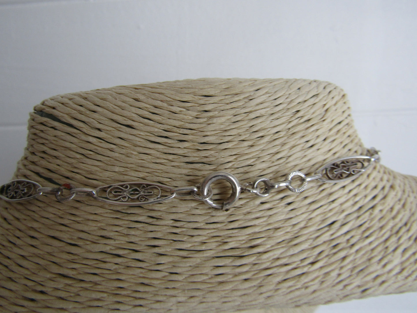 Antique Silver Filigree Chain, Victorian Silver Filigree French Necklace