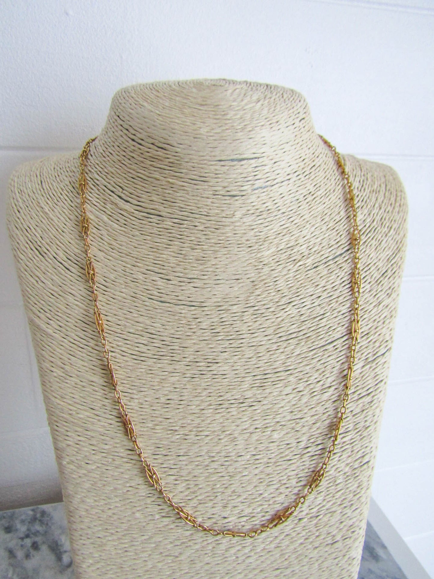 18K Solid Gold Victorian Necklace, Antique French Victorian XIX Century Chain