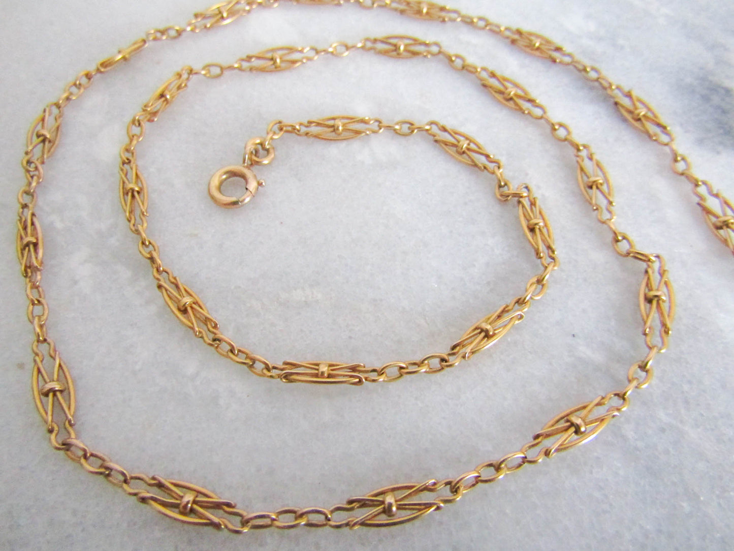 18K Solid Gold Victorian Necklace, Antique French Victorian XIX Century Chain