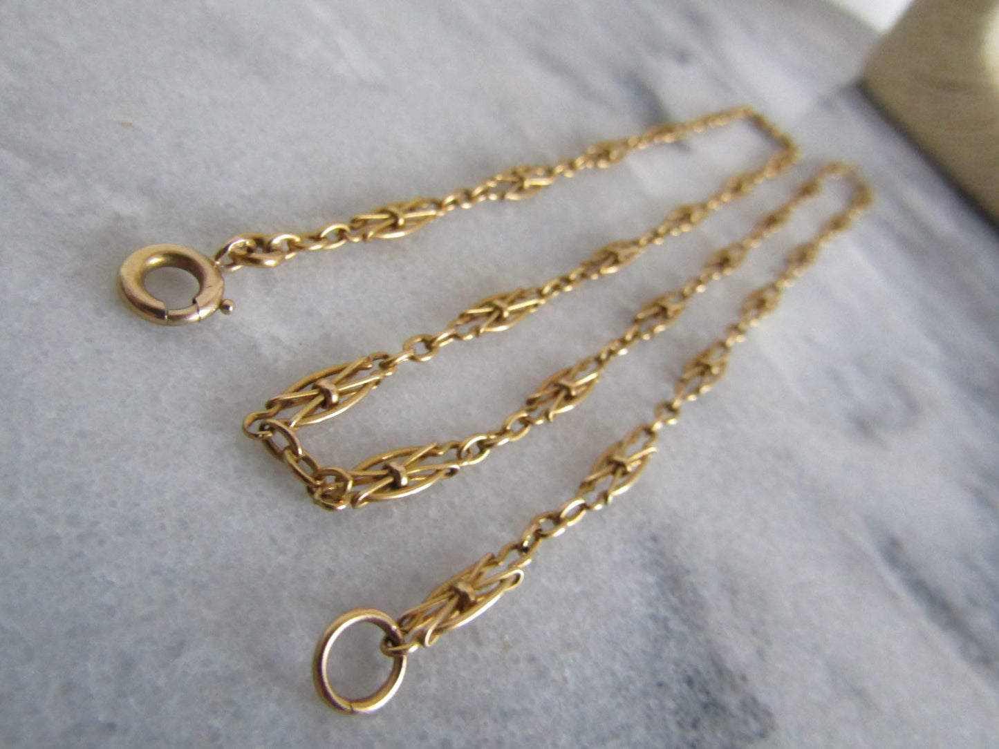 18K Solid Gold Victorian Necklace, Antique French Victorian XIX Century Chain