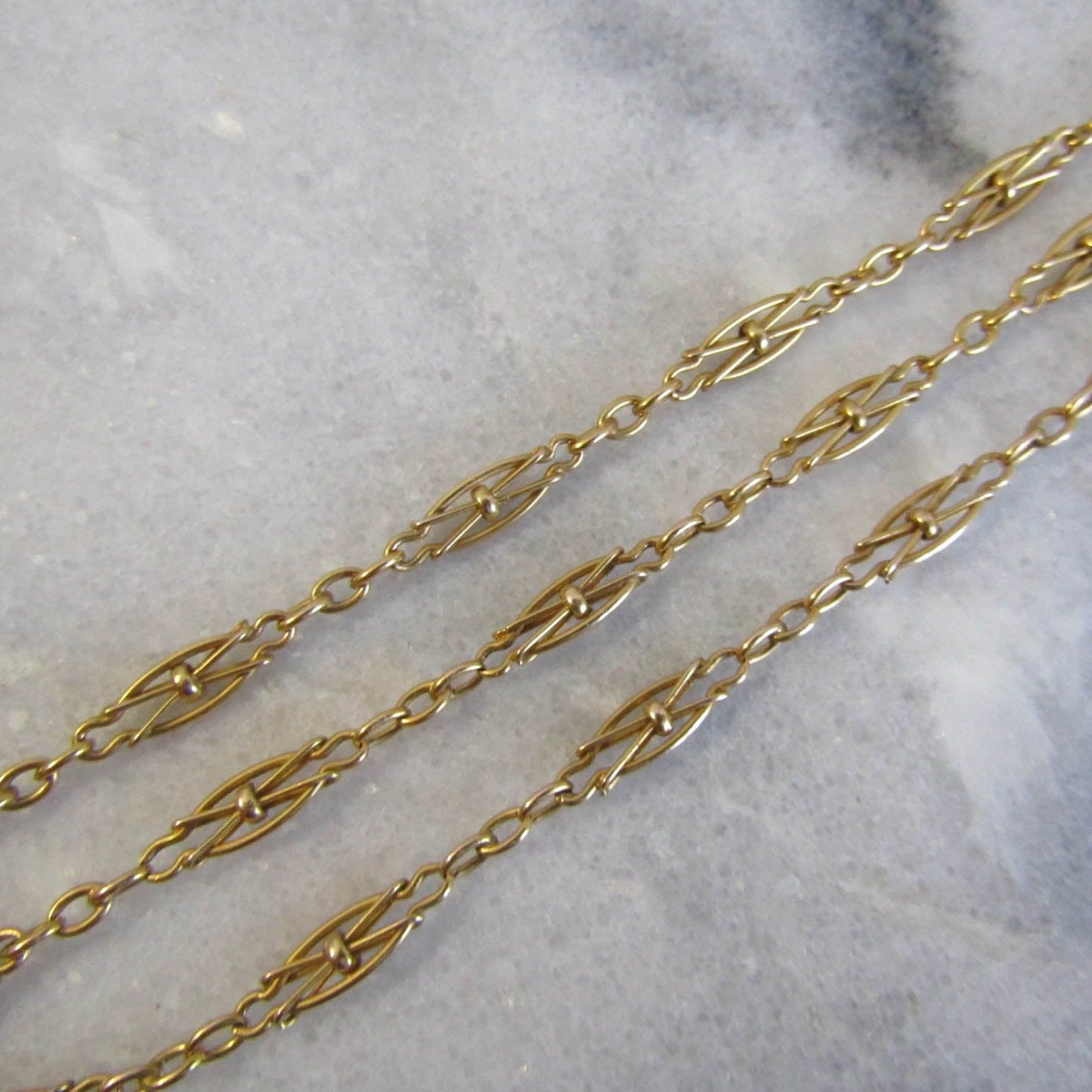 18K Solid Gold Victorian Necklace, Antique French Victorian XIX Century Chain