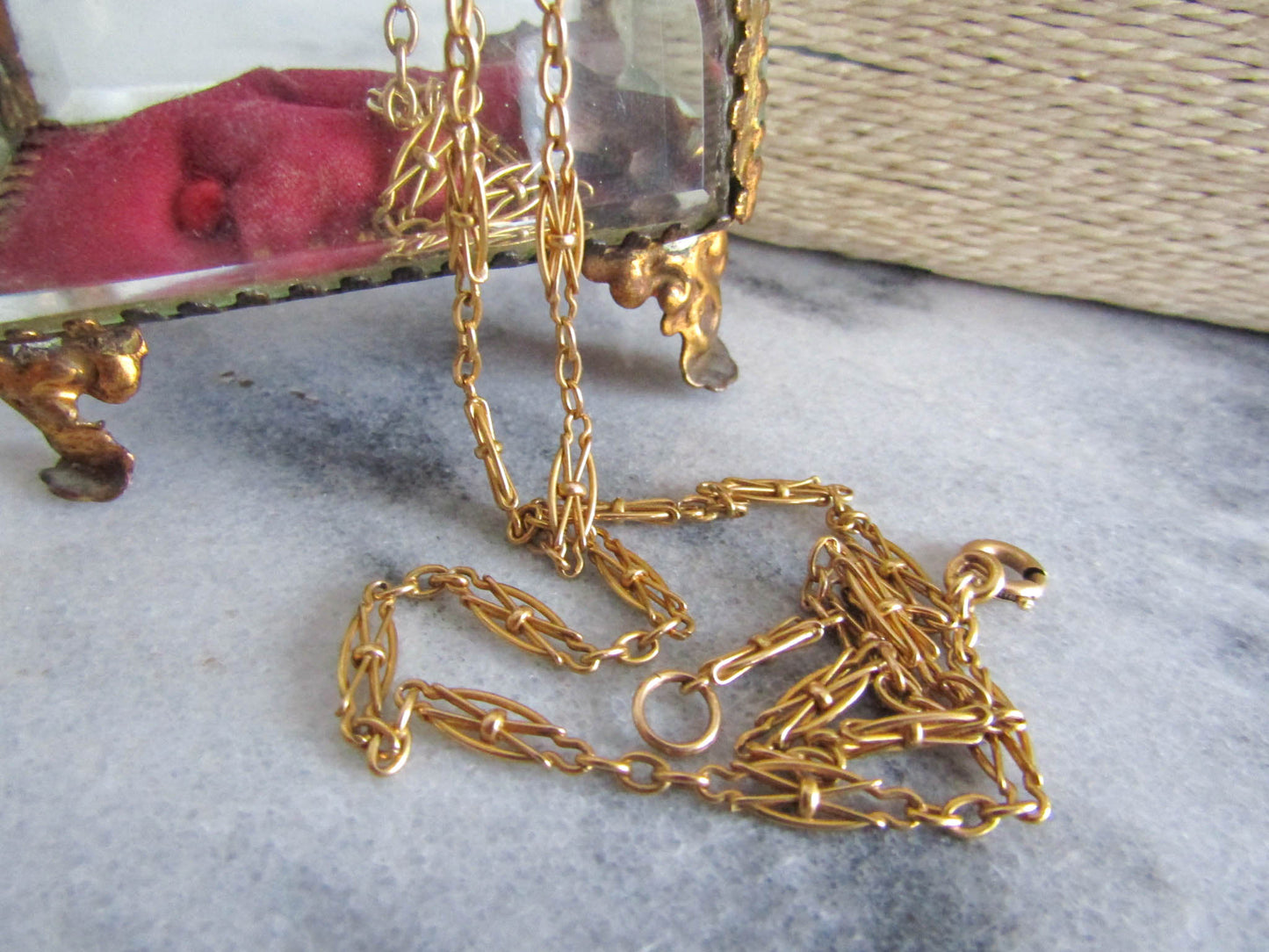 18K Solid Gold Victorian Necklace, Antique French Victorian XIX Century Chain