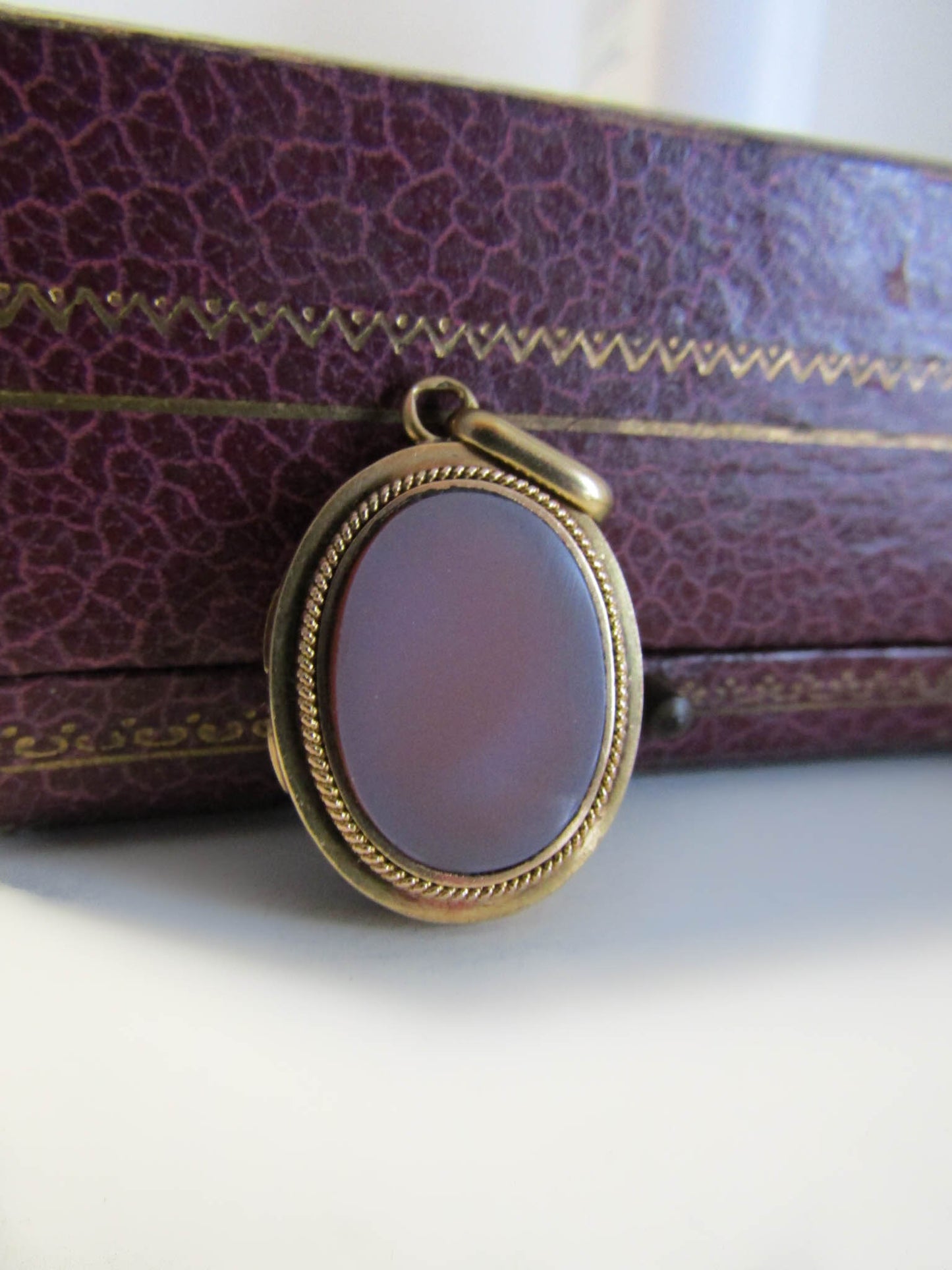 18K Gold Onyx and Sardonyx Locket, Antique French Sentimental Locket, XIX Century Two Sided Locket