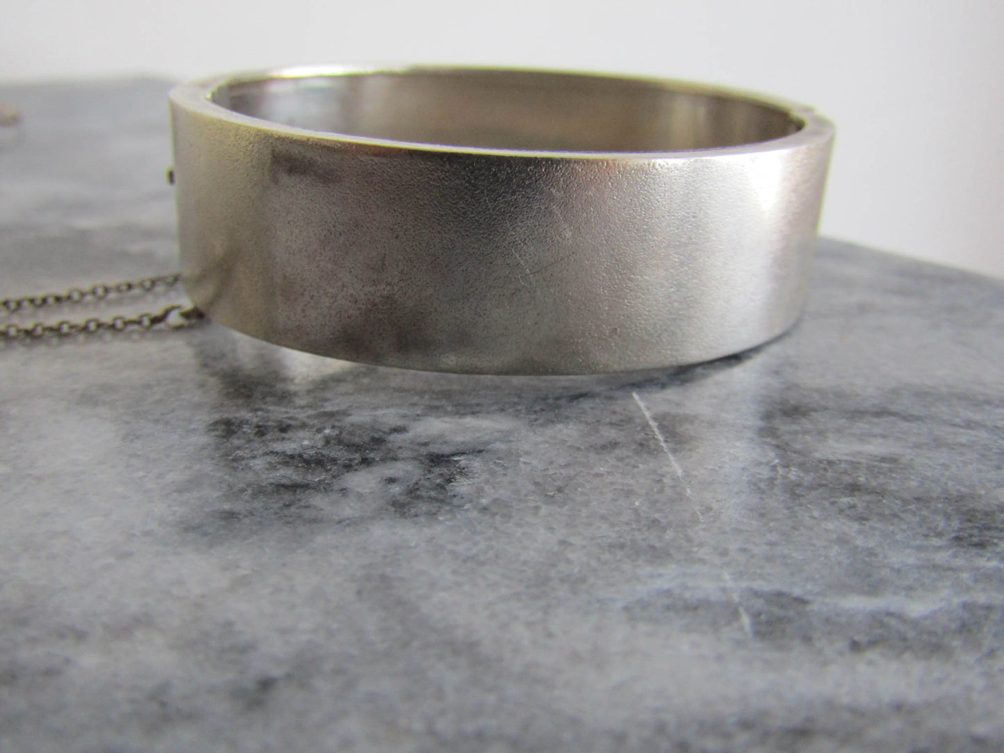 Child's Antique Silver Leaf Bangle, Antique French Box Clasp Bracelet