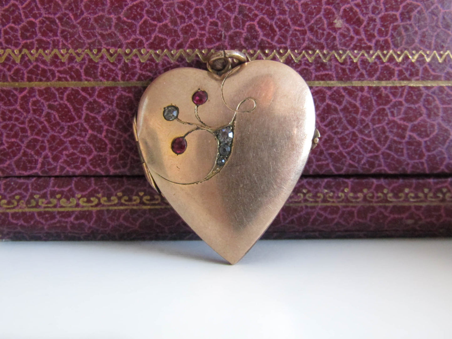 Art Nouveau Gold Filled Heart Locket, Antique French Gold Filled Heart Pendant