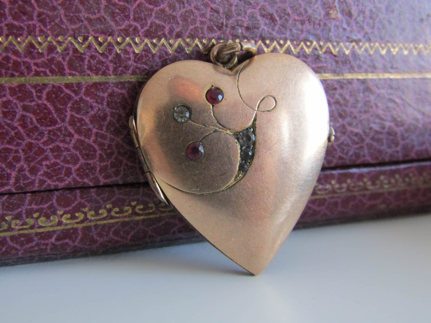 Art Nouveau Gold Filled Heart Locket, Antique French Gold Filled Heart Pendant