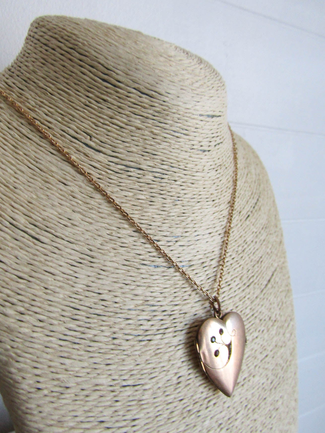 Art Nouveau Gold Filled Heart Locket, Antique French Gold Filled Heart Pendant