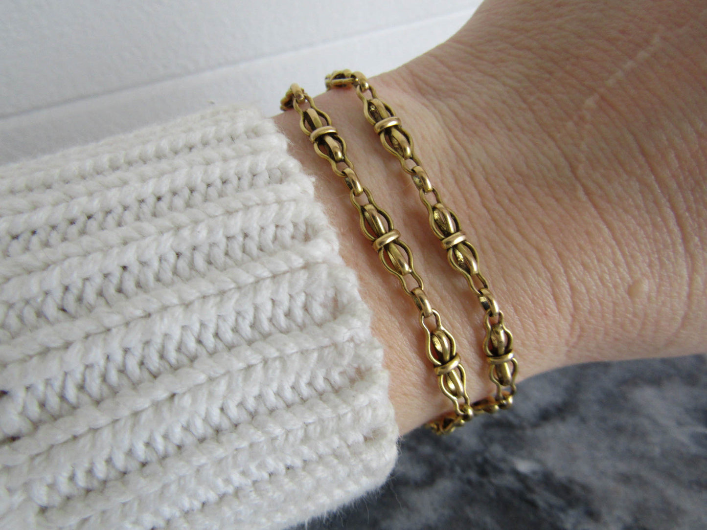 Antique Gold Filled Watch Chain, Vintage Bracelet or Choker, French antique watch chain