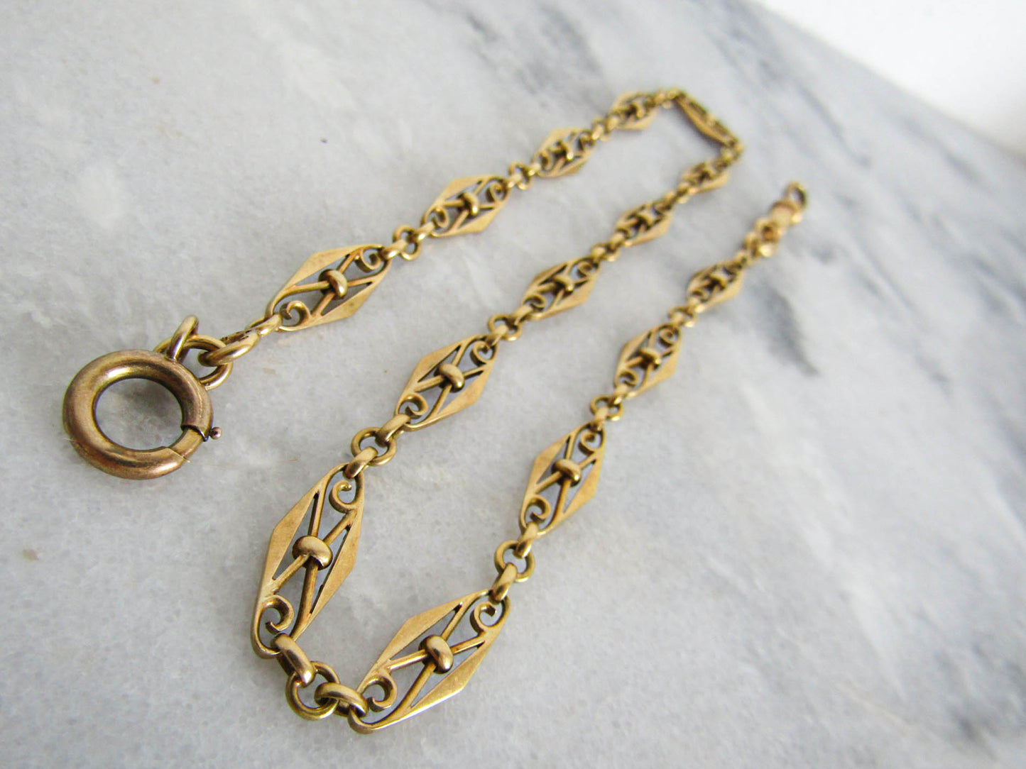 RESERVED| " 18k Victorian Watch Chain Necklace, Antique French Belle Epoque Gold Chain, Gift for her, Something Old (20.3 g)