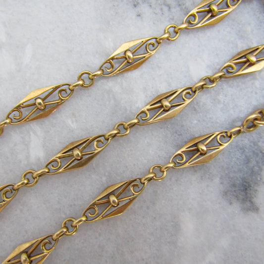 RESERVED| " 18k Victorian Watch Chain Necklace, Antique French Belle Epoque Gold Chain, Gift for her, Something Old (20.3 g)