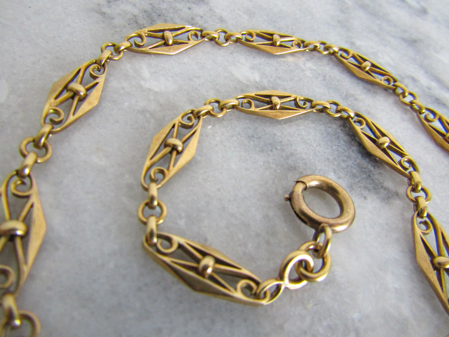 RESERVED| " 18k Victorian Watch Chain Necklace, Antique French Belle Epoque Gold Chain, Gift for her, Something Old (20.3 g)