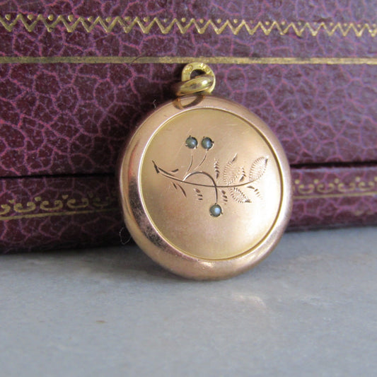 Antique French Gold Filled Pendant with Glass Pearls c. 1900