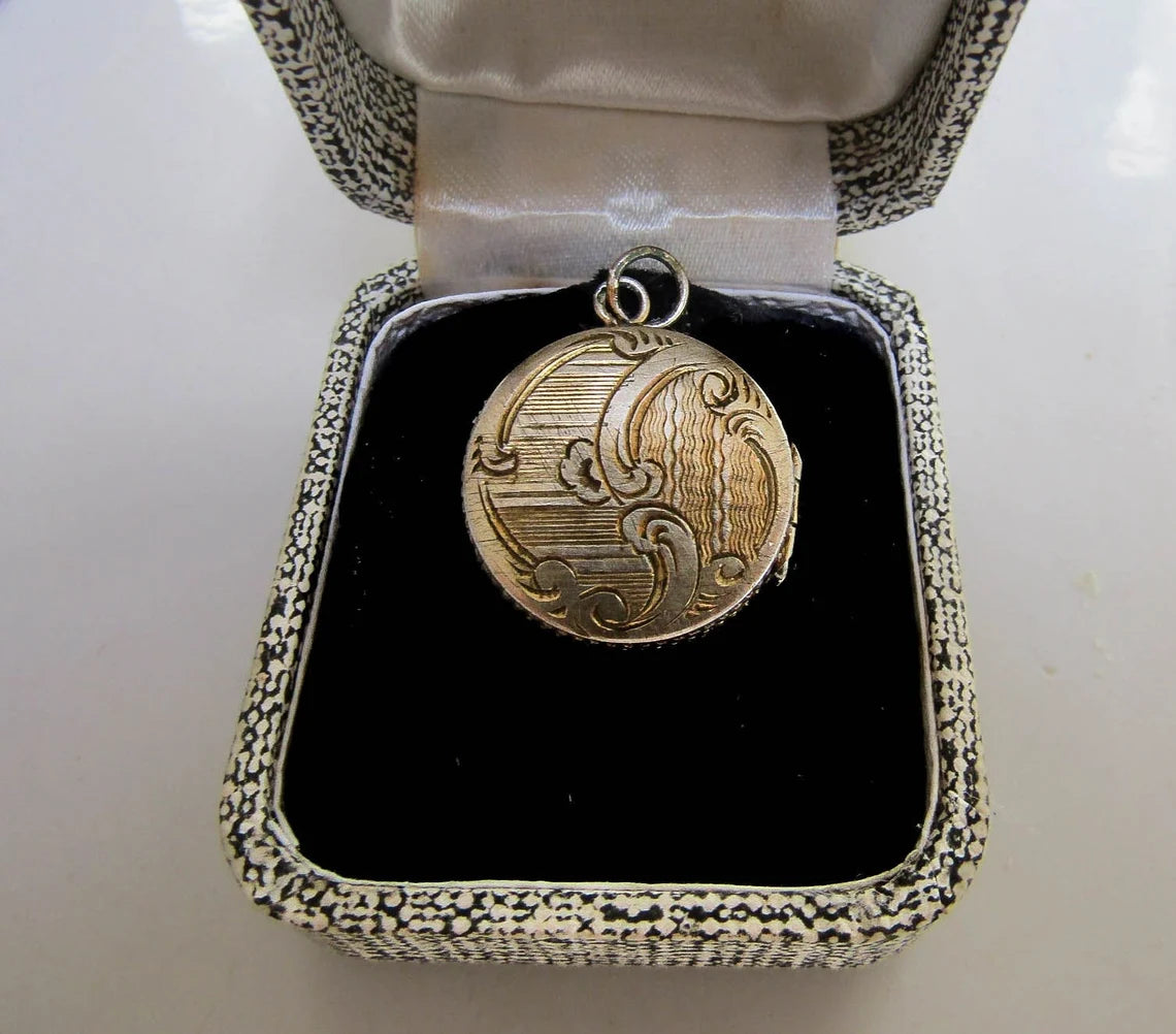 Antique French Guilloche Art Nouveau Pendant Locket c. 1900