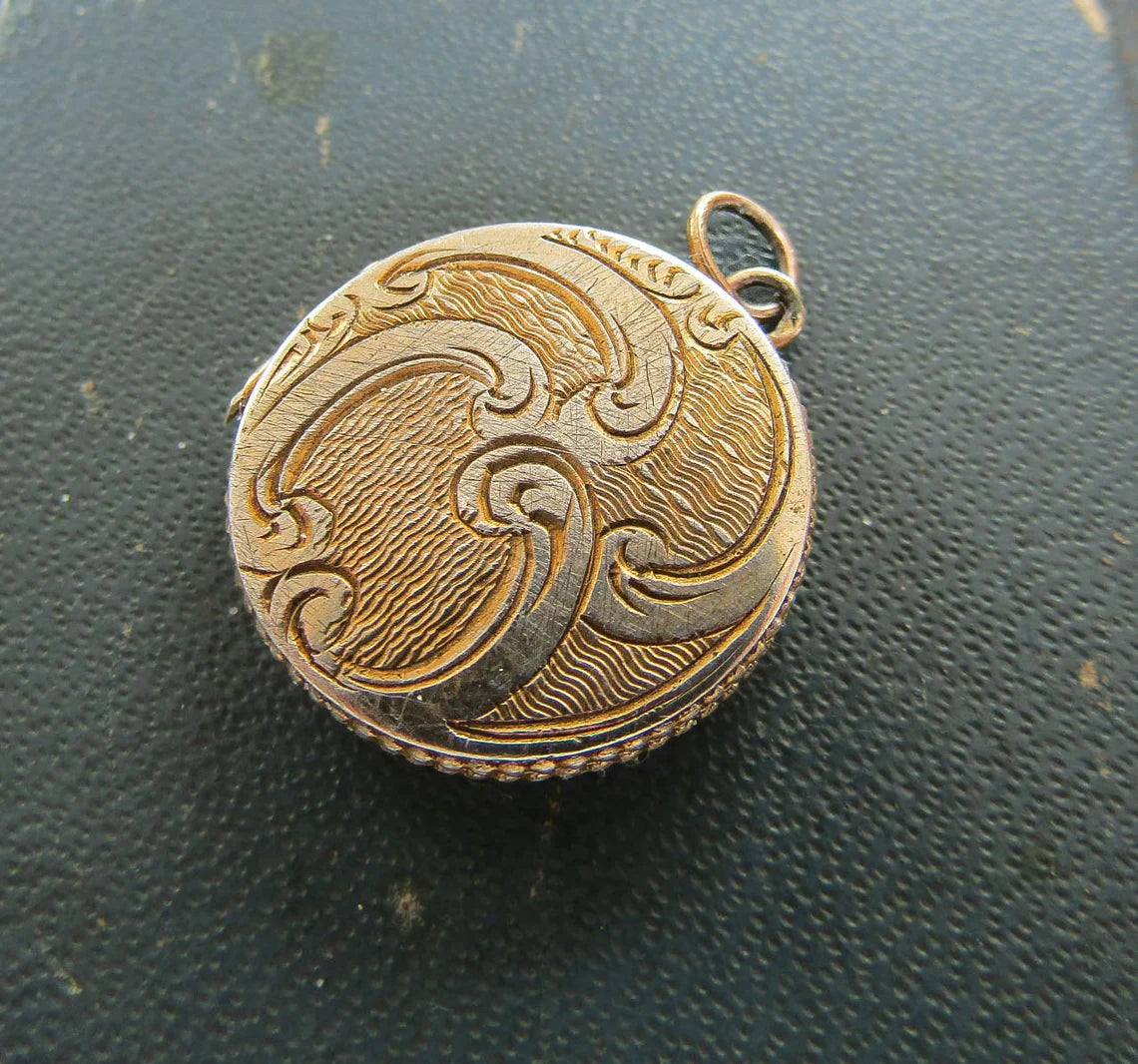 Antique French Guilloche Art Nouveau Pendant Locket c. 1900