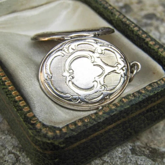 Antique French Silver Countryside Art Nouveau Locket