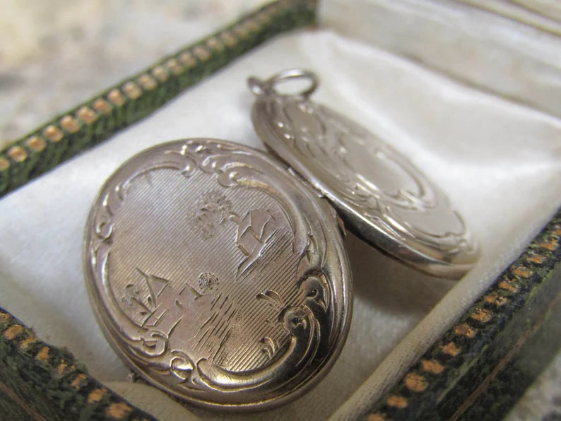 Antique French Silver Countryside Art Nouveau Locket