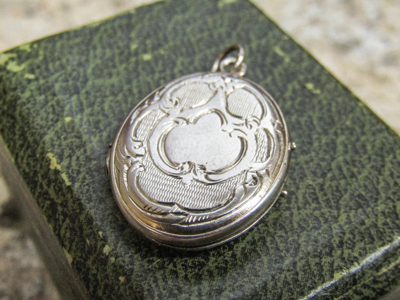 Antique French Silver Countryside Art Nouveau Locket