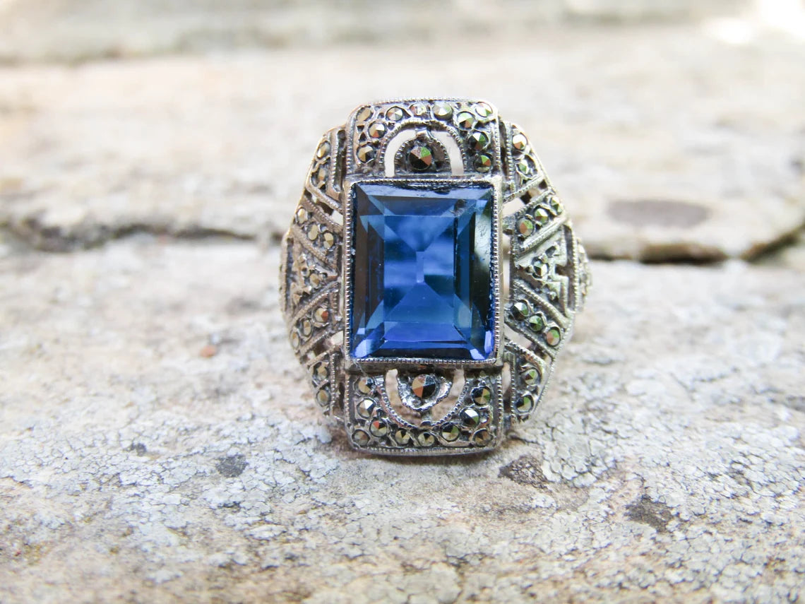 Antique blue stone on sale ring